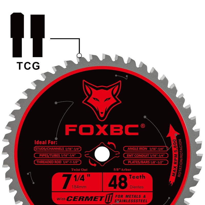 FOXBC 7-1/4 inch Circular Saw Blade Metal and Stainless Steel Cutting 48 Teeth, Replacement for Diablo D0748CF Ceramic Carbide Saw Blade - Image 3